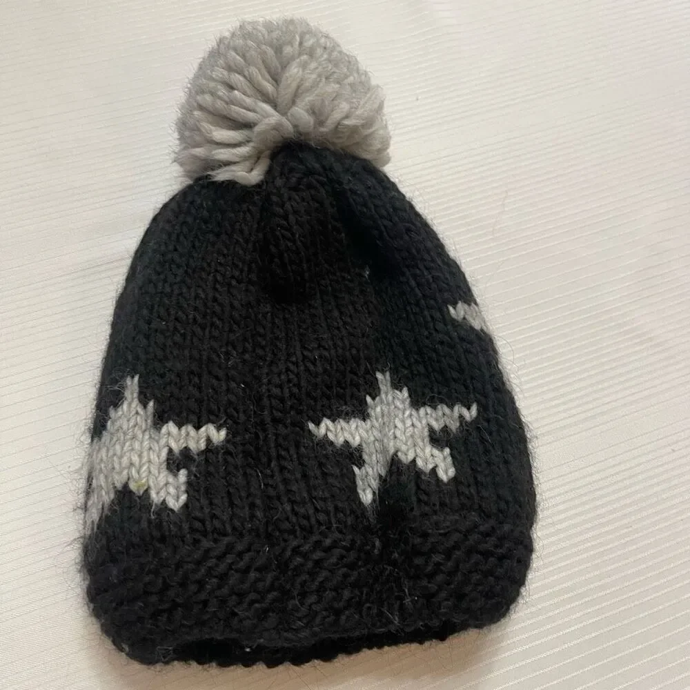 NARDI & TAGLIAFERRI Italy Wool Alpaca Black Grey Star Beanie Hat